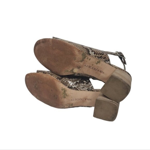 Sole Society Shawde Snakeskin Leather Peep Toe Heel Sandals 8M - Picture 8 of 9